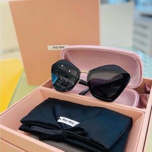 Miu Miu Black and Gold Sunglasses NWT